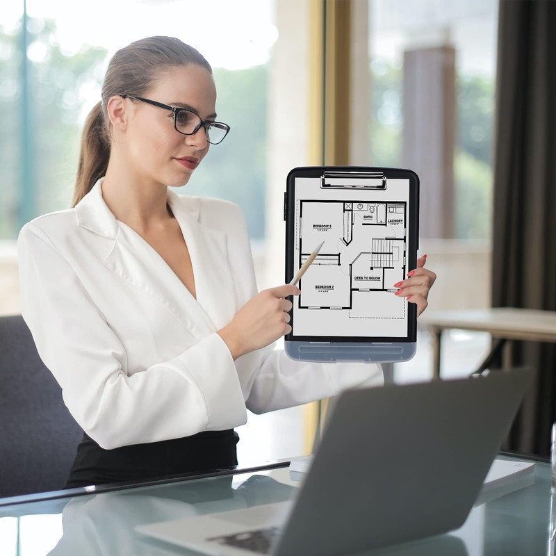 ZCZN Plastic Clipboard with Storage, A4 Clipboard Folder with Separate