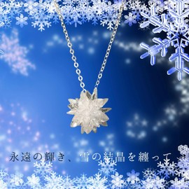 Miaomyao Super Cubic Zirconia Silver Snowflake Snow Flower Motif Necklace Accessory Women's Gift Pouch Set, Cubic Zirconia, Cubic Zirconia