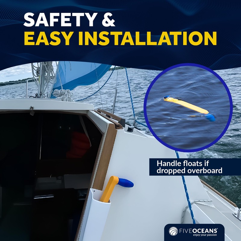 Five Oceans 10" Sailboat Winch Handle, Universal Floating Winch Handle,