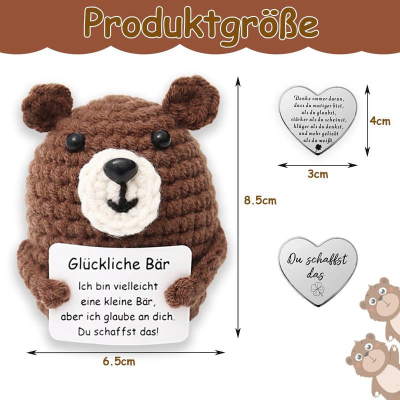 Lucktao Pocket Hug Happy Bear, Creative Knitting Wool Bear Doll,