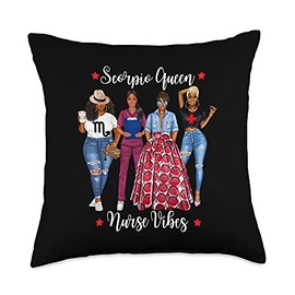 Lush Nursing Black Scorpio Queen Vibes November Nursing Throw Pillow, 18x18, Multicolor