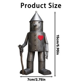 QhgPnt Tin Man, Metal Garden Ornaments, Rustic Heart Axe Soldier Statue for Outdoor Decor, Whimsical Patio Focal Point, Collectible Garden Art, 1 Piece