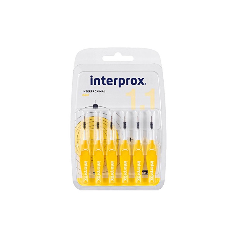 Interprox Mini 1.1 Interdental Brushes Tynex Fibres Yellow Pack of