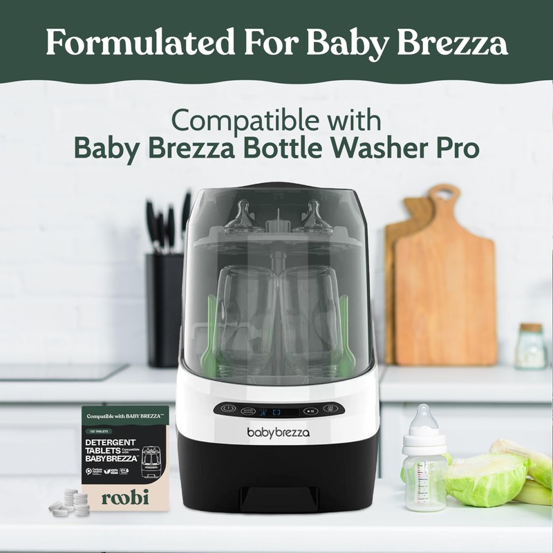 Roobi Detergent Tablets Compatible with Baby Brezza Bottle Washer Pro.