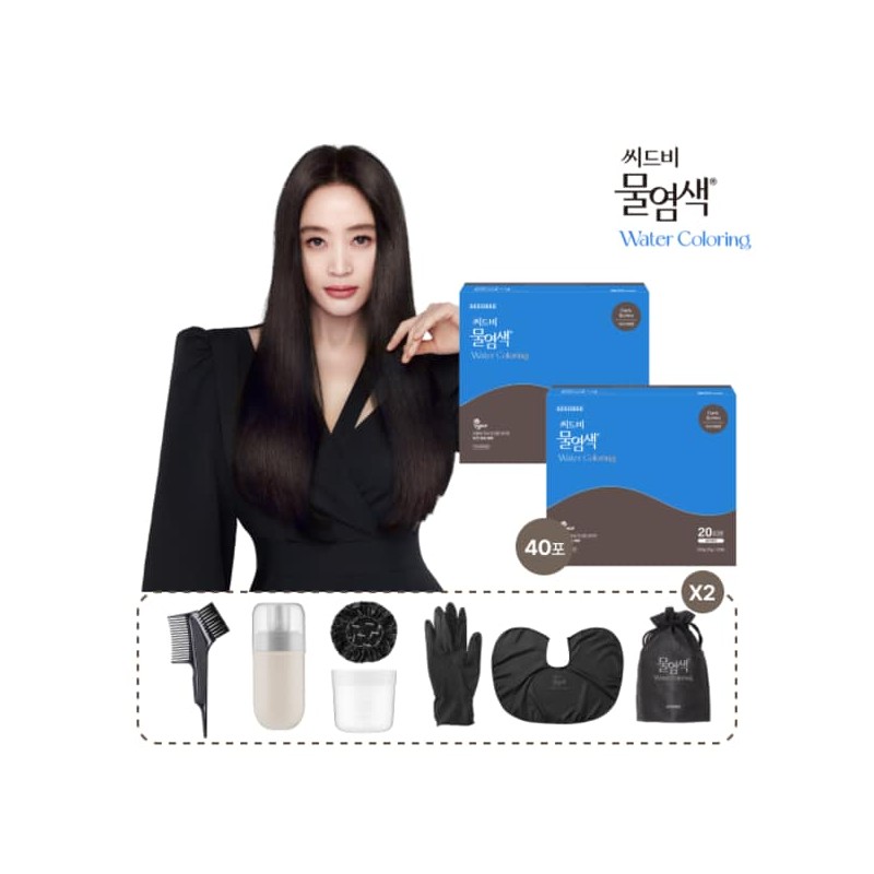 Seedbee 씨드비 물염색 40회분 매니아 패키지(염색제 40포+염색키트) 컬러 4가지 Seedbee