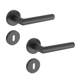 KARATINTL Door Handles, Interior Doors, Black, BB Deadlock, Black Doors, Door Handle Set, Stainless Steel, Matte Black for Room Doors, DIN Standard