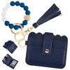 Lostars Wallet Keychain Wristlet for Women RFID Card Holder Keychain Key Chain Wallet Key Ring with Wrist Wallet for Women (Navy Blue)