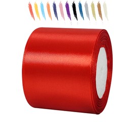 75mm Ribbon,23M Red Satin Ribbon for Gift Wrapping,Large Thick Fabric Wedding Car Ribbon,Double Sided Ribbon Roll for Crafting,Color Ribbon for DIY or Birthday,Chrismas Party Decorations