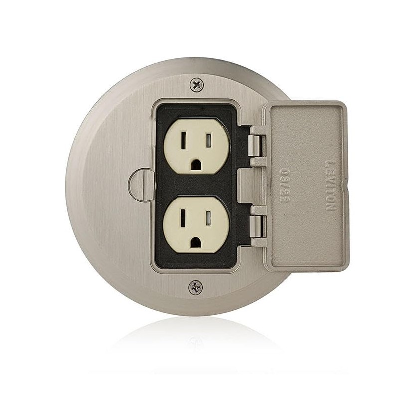 Leviton 15 Amp 1-Gang Floor Box Assembly, Commercial Grade, Tamper-Resistant,
