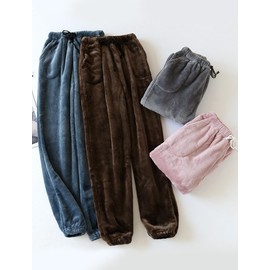 Fluffy Casual Pajama Pants for Women Soft Comfy Fleece Long Pjs Pants Loose Plush Sleepwear Fuzzy Loungewear Bottom Pink XL