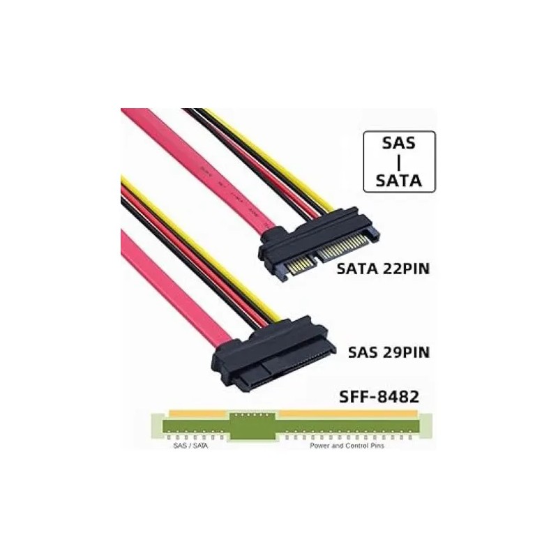 Cable De Extensión Sas A Sata,sff-8482 29 Pines A 22