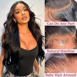 YINGRUN Bob Wig Human Hair 13x4 Body Wave Lace Front Wigs Human Hair 200% Density Human Hair Wigs for Black Women with Baby Hair (18 Inch, Natural Black)