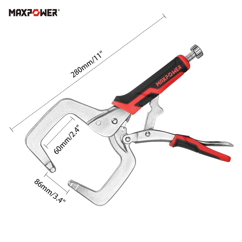 MAXPOWER 11-inch Locking C Clamp Set, 2 Pack Heavy Duty