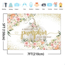 Avezano Pink Pumpkin Baby Shower Backdrop A Little Pumpkin is on The Way Fall Baby Shower Decorations Background Little Pumpkin Baby Shower Backdrops for Girls 7x5ft