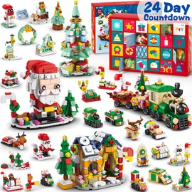 Kids Advent Calendar 2023 - Christmas Building Blocks Holiday Gifts for kids Teen 24 Days Surprise Gift Box Christmas Countdown Calendar for Girl Boys 6 in 1 Xmas Building Toys Gift Basket for Age 6+