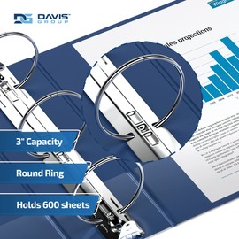 EasyView Premium 3-Inch Binders with Clear-View Covers Customizable Ring Binders for School, Office, or Home, Colored Binder Notebooks, Pack of 6, Round Ring, Royal Blue