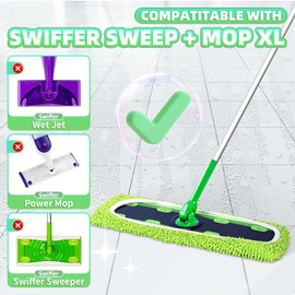 Nicemiya 4 Pack Reusable X-Large Mop Pads Compatible with Swiffer Sweeper XL, Microfiber Chenille Washable Swiffer XL Mop Pads, Dry & Wet Sweeping Mopping Cloths XL