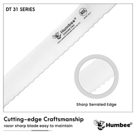 Humbee 12-Inch Offset Bread Knife with Width Wave Teeth (Serrated), Black, DT-31 Series