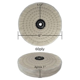 Extra Thick (60 Ply) 6 Inch White & Yellow Buffing Polishing Wheels for Bench Grinder Tool with 1/2 Inch Arbor Hole 3PCS