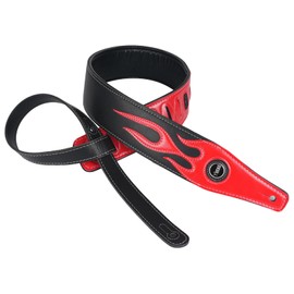 YUEKO Personality Leather Red Flame Series Guitar Strap Strap For Guitar Bass Guitar Accessories(A5-Red Flame Black)…