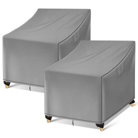 WLEAFJ WLEAFJ Outdoor Chair Covers Waterproof, Gray Lawn Patio Furniture Covers, Heavy Duty Wicker Garden Sofa Chair Cover, 2 Pack - 29" W x 30" D x 36" H