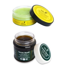 Rustic Art Rustic Art Neem Basil Face Wash Concentrate & Mint Eucalyptus Shampoo Butter Concentrate | Vegan, Cruelty Free | Free of sulphates, parabens, added perfumes & silicones | For Women & Men