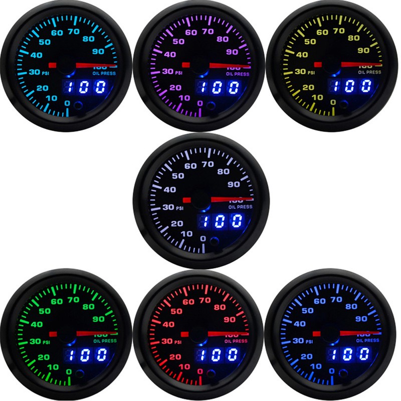 2in 52mm Oil Pressure Gauge Meter Pointer Digital Display with