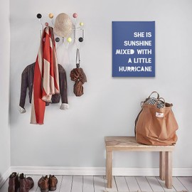 PHAMTE Girls Bedroom Wall Decor,She Is Sunshine Mixed With a Little Hurricane Girls Room Wall Art,Sunshine Print Framed Canvas Painting Artwork Girls Room Bedroom Home Nursery Playroom(11x14 Inch dark