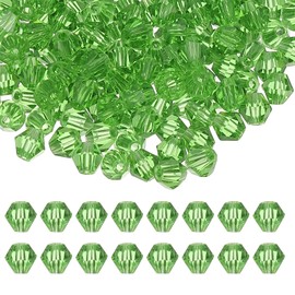 PATIKIL 4 mm Bicone Crystal Beads, 400 Pieces Glass Faceted Bicone Beads, Loose Spacer Beads for Jewellery Making, Bracelet, Necklace, Earrings, Grass Green