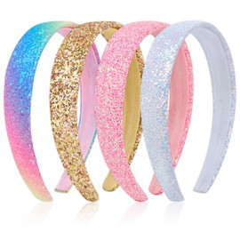 AMCAMI Glitter Headband for Girls Sparkly Headband for Little Girl Cute Birthday Head Band Hair Bands for Little Girls Hair Accessories