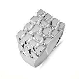 Men's 925 Sterling Silver Nugget Ring The Armour (Size 15.25)