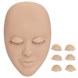 Eyelash Extension Face Mannequin 3 Pairs Removable Eyelids Single Layer Lash Extension Face Model Skin Color