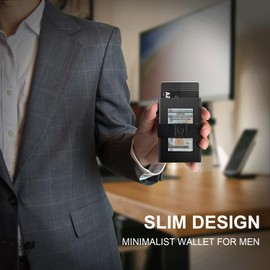 TOYFID Minimalist Wallet for Men,Slim Wallet Compatible with AirTag,Card Holder Metal Wallet,Pop Up Wallet,Metal Card Holder,Quick Access Card,Rfid Blocking Protection,Hold 12+ Credit Cards (Black)