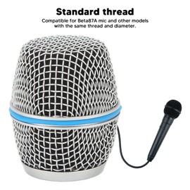 Replacement Mic Grille Metal Microphone Mesh Ball Head with Built in Inner Foam Filter, for Beta87A Mic and Other Models