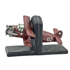 Bellaa 24230 Airplane Bookends Industrial Bookshelve Vintage Rustic Farmhouse Boho Home Decor 10 inch