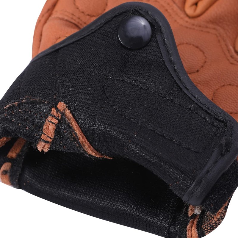 Harssidanzar Mens Motorcycle Gloves Half Finger Goatskin Leather Gloves GM037CA,