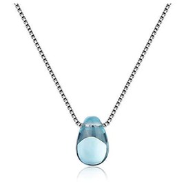 Blue Teardrop Crystal Pendant Necklace Sterling Silver