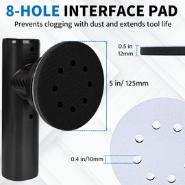POTUINOM 5 Inch 8 Holes Foam Sanding Pads 2 Pack Interface Pad Hook and Loop Sponge Cushion Buffer Backing Pad for Orbital Sander