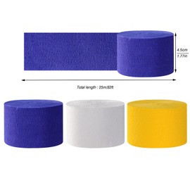 Navy-Blue White-Yellow Party-Decorations Supplies Streamers - 8 Rolls Graduation Wedding Birthday Baby Bridal Shower Crepe Tissue Paper Streamer Garland Decor Panduola