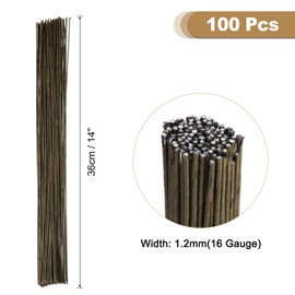 MECCANIXITY 100pcs Brown Floral Wire Stems Bendable 1.2mm 16 Gauge Florist Wire for Artificial Flower Making Crafts Wreaths Supplies