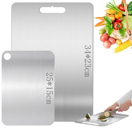 Pack of 2 Titanium Chopping Board, Stainless Steel Chopping Board, Hygienic Chopping Board, Metal, Stainless Steel Chopping Boards for Kitchen, Metal Chopping Board, Double-Sided Grade Chopping Board