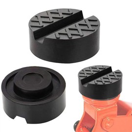 2 Pack Universal Rubber Jack Pad, Round Car Jack Stand Pad for Hydraulic Trolley Jack and Vehicle Lift, Floor Slotted Car Jack Rubber Pad Frame Rail Protector 65mm Diameter Anti Slip Repair Tool