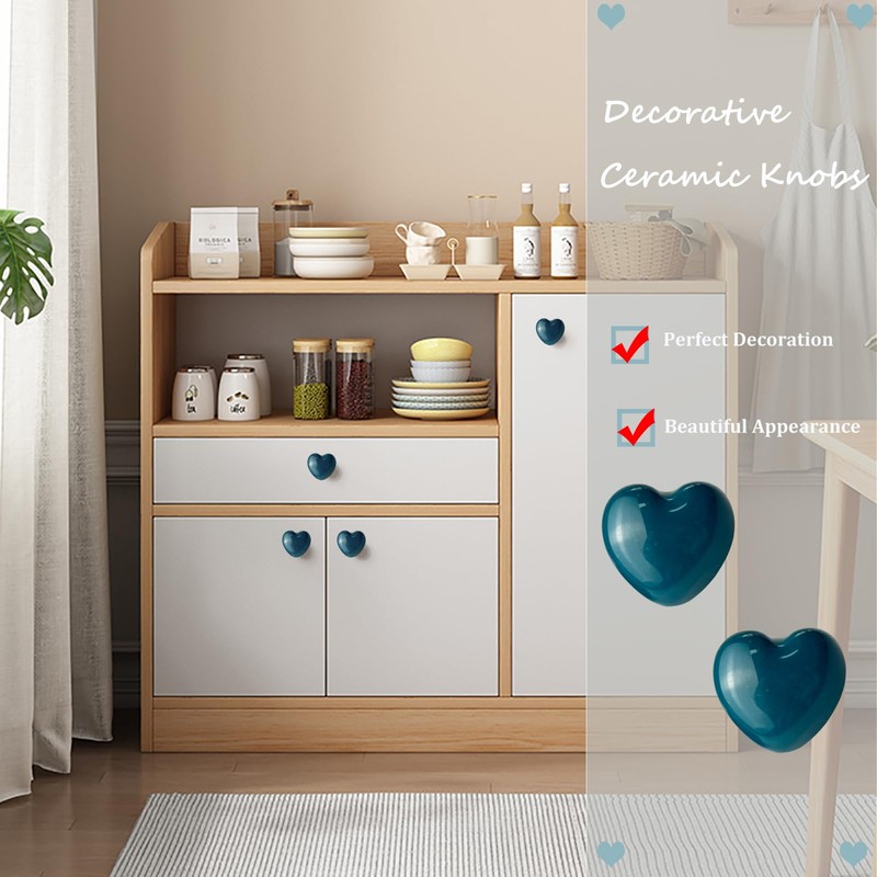 Mimhooy 4 Pack Teal Ceramic Drawer Knobs Decorative Cabinet Knobs,