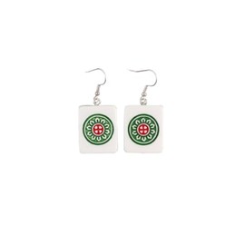 Mahjong Earrings Funny Handmade Resin Mahjong Dangle Earrings Geometric Creative Mahjong Drop Earring for Women-O