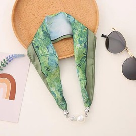 Lumbor37 Bufandas para Bolsas, Bufanda Cuadrada de Seda para la Cabeza para el pelo para Mujer, Bufandas, Cuello, Bufandas a la Moda Collar, Pañuelo para la Cabeza 3 en 1