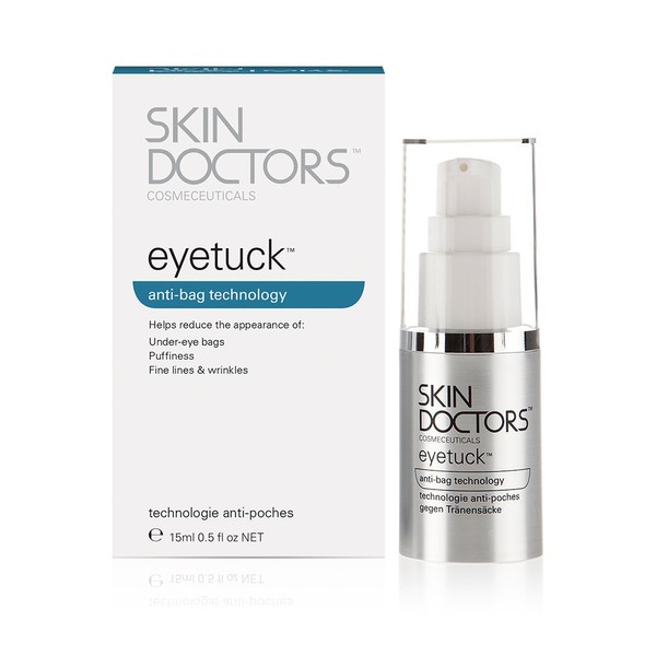 Skin Doctors Eyetuck, reduces the appearance of dark circles, puffiness, under-eye wrinkles, under eye bags by aiding lymphatic drainage and removing the appearance of excess fluid. -15ml