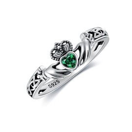 Claddagh Rings 925 Sterling Silver Claddagh Mother's Day Jewellery Gift for Women Mum Ladies, 8, Sterling Silver, No Gemstone