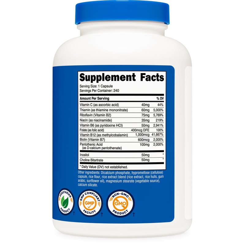 Nutricost Vitamin B Complex 462mg, 240 Capsules, with Vitamin C