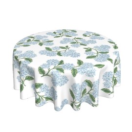 Sunshineyan Vintage Floral Tablecloth Round 70 Inch, Blue Green Hydrangea Flower Decor Tablecloths Tablecloths Polyester Seasonal Table Cloth for Parties Kitchen Dining Indoor Outdoor