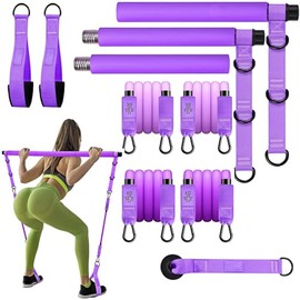 Kit de Pilates con Barra y Bandas de Resistencia, Ideal para Ejercicios de Piernas, Glúteos, Espalda Baja, Brazos, Sentadillas y Otros. Perfecto para 